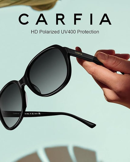 CARFIA Acetate Oversized Square Polarized Sunglasses for Women UV Protection Retro Trendy Big Shades