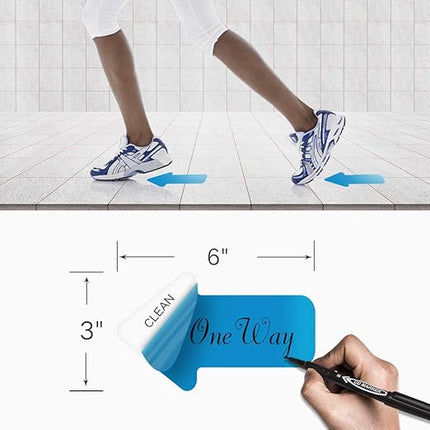 Arrow Floor Marking Sticker Sign - 200 PCS Blue Decal Tape 3"6"