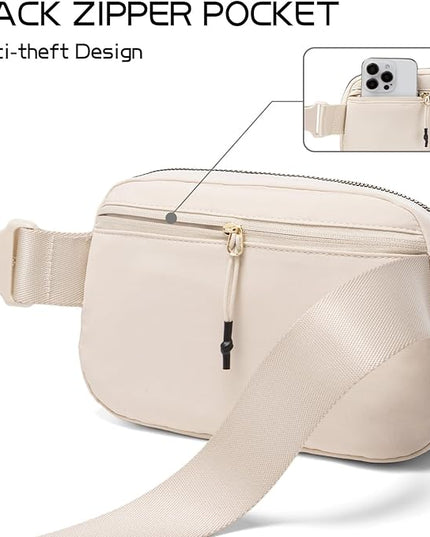 Gitus Belt Bag Fanny Pack Crossbody Bags with Initial Letter Patch Cute Stuff Birthday Gifts for Teenager Girls Trendy Preppy Stuff for Teen Girls(Beige-S)