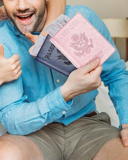 Eoehro Passport Holder for Travel Essentials-2Pack, Passport Wallet Cover Case for Travel Must Haves Accessories,Passport Book Holders for Women and Men