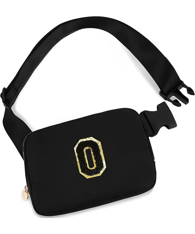 Uygafly Personalized Belt Bag for Women Girls - Fashion Mini Waist Packs with Adjustable Strap - Trendy Travel Fanny Pack Crossbody Bags with Initial Letter - Teen Gifts | Black,Black O