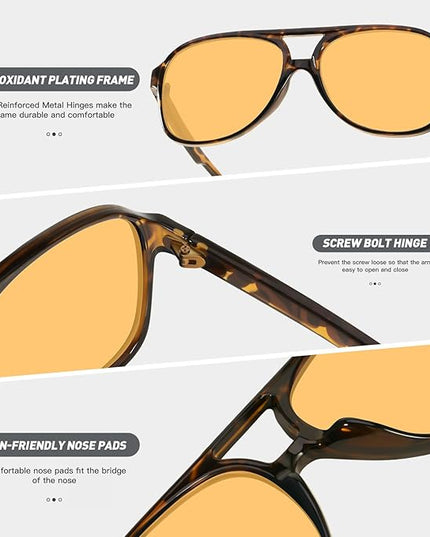 YDAOWKN Retro Aviator Sunglasses for Women Mens Large Frame Classic Vintage 70s Sun Glasses Aviators