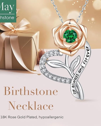 LAVALE Heart Birthstone Necklace for Women, Ideal Anniversary Birthday Gifts for Women Wife Girlfriend Her, Amazing Valentine's day Gift for Mom Women