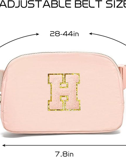 Gitus Gifts for 8 9 10 11 12 Year Old Girls Belt Bag Fanny Pack Crossbody Bags with Initial Letter Patch Cute Stuff Birthday Gifts for Teen Girls Women Personalized Trend Stuff (Coral Pink-H)