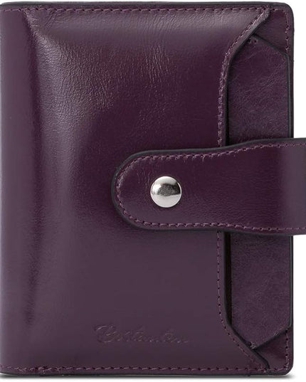 BOSTANTEN Women Leather Wallet RFID Blocking Small Bifold Zipper Pocket Wallet Card Case Purse with ID Window
