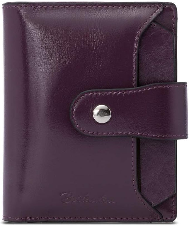 BOSTANTEN Women Leather Wallet RFID Blocking Small Bifold Zipper Pocket Wallet Card Case Purse with ID Window