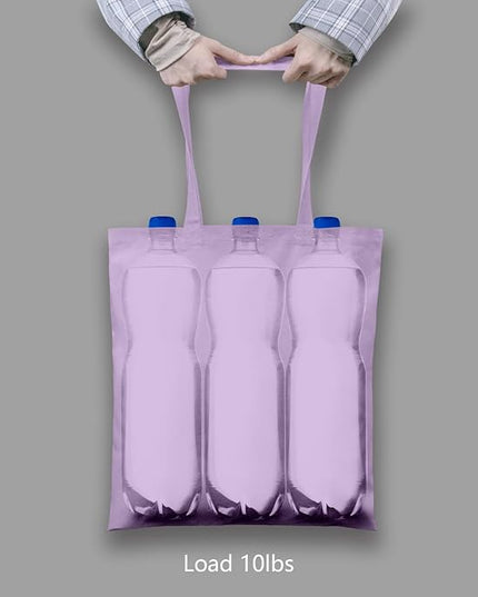 TOPDesign 12-Pack Economical 16"x15" Lavender Cotton Tote Bags, Lightweight Medium Reusable Grocery Shopping Cloth Bags, Suitable for DIY, Advertising, Promotion, Gift, Activity