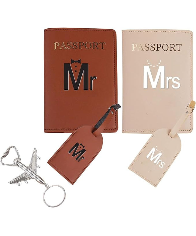 Passport Wallets Travel Holder Set,his and her passport holder and luggage tags,Honeymoon gift, Slim Passport Case Covers