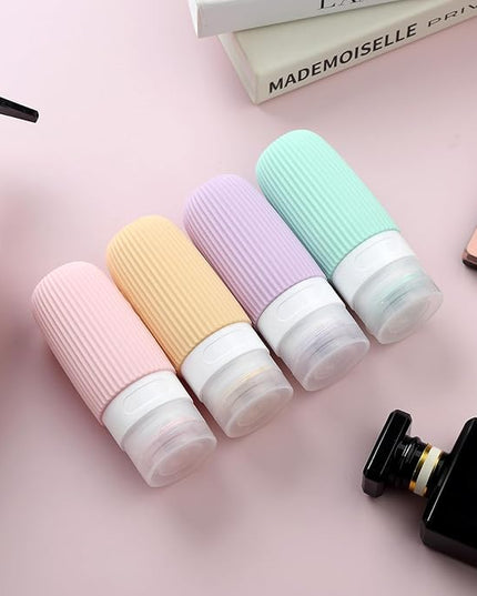 Travel Bottles for Toiletries, Tsa Approved 2oz Travel Bottles, BPA Free Leak Proof Travel Size Toiletry Containers, Refillable Travel Accessories with Toiletry Bag for Shampoo Liquid (4 Pack)