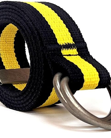 Mens & Womens Canvas Belt with D-ring,Double Ring Belt,Solid Color,Extra Long (49”) 1 1/2" Wide