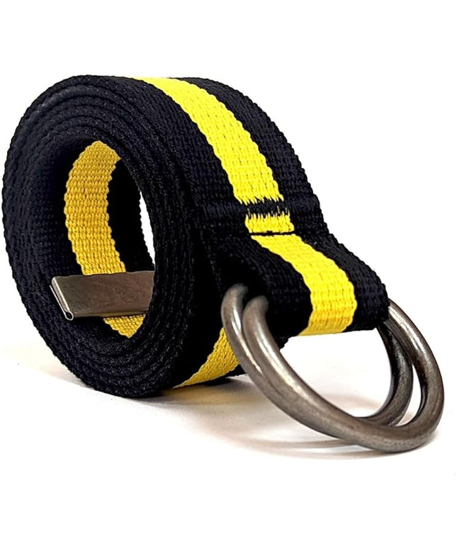 Mens & Womens Canvas Belt with D-ring,Double Ring Belt,Solid Color,Extra Long (49”) 1 1/2" Wide
