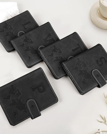 Passport Holder Cover Personalized Initial Letter A-Z Travel Wallet RFID Blocking Passport Cover Passport Book Holders for Women and Men, Black-P