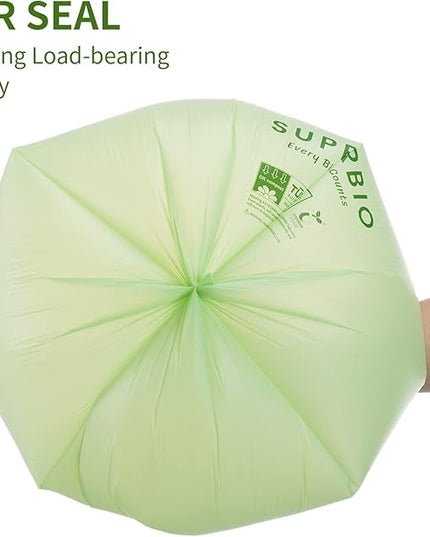 SUPERBIO 3 Gallon Compostable Food Waste Bags, 80 Count, Food Scrap Bags with Handles, ASTM D6400, BPI and OK compost INDUSTRIAL