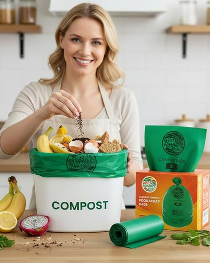 Compost Bags 3 Gallon,100 Count,Compost Food Scrap Waste Bags Fits Countertop Bin,Small Kitchen Food Scrap Waste Bags,Compost bin bags,Certified by BPI,ASTM D6400 and OK compost HOME certified