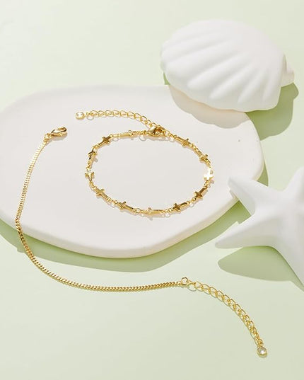 Gold Bracelets Set for Women Stack, Dainty Thick Bracelets Stack for Women Trendy, Simple Thin Gold Plated Cuff Stackable Bracelets With Beaded Cuban Paperclip Snake Rope Bangle Hand Chain Jewelry Gifts for Women Non Tainish