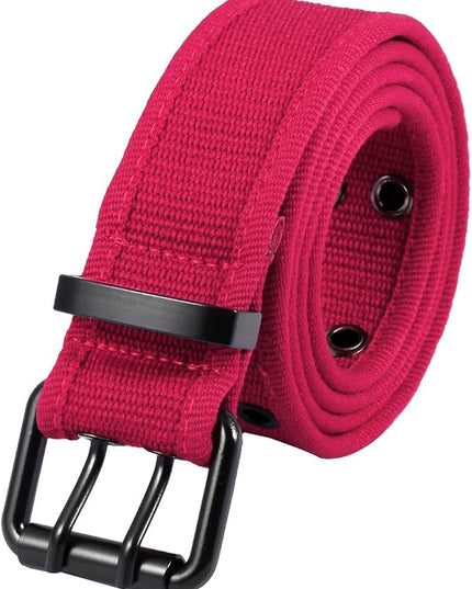 moonsix Canvas Web Belts for Men,Solid Color Casual Double Hole Grommet Belt