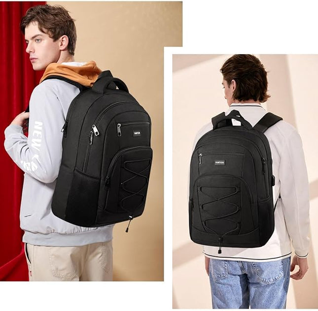 YAMTION 17.3 Inch School Backpack for Men and Women,College Bookbag Teens Laptop Backpack Schoolbag with USB Port for Students Work Business Office