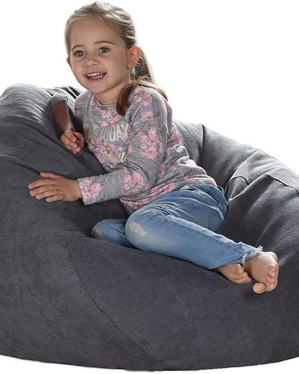 YuppieLife Stuffed Animals Bean Bag Chair Cover Candy-Colored Bean Bag（Just Cover, No Filling）/Large Stuff 'n Sit Organization/Toy Storage Bag/Kids Toys Organizer（27'',Dark Grey）