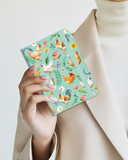 Hens Foliage Leather Passport Holder Cover Flower Leaves Travel Wallet Passport Case with Credit Card Slots for Women Men Travelling Essentials for Flying