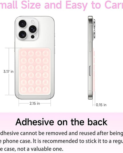 2 Pack Silicone Suction Phone Case Mount, Silicon Adhesive Smartphones Stand Sticky, Non Slip Suction Cup, Hands-Free Phone Accessories Holder for Selfies and Videos Chalk Pink