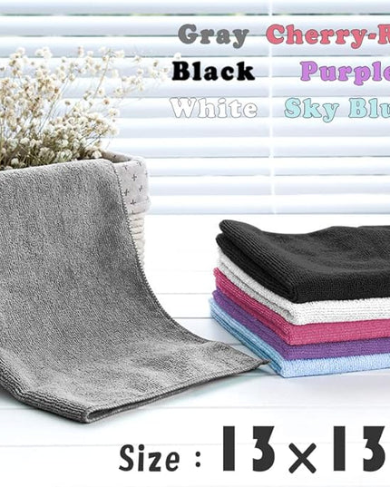 Microfiber Cleaning Cloth-24Pcs (13x13 inch) Ultra Soft Highly Absorbent Rags for Housekeeping-Machine Wash (White)