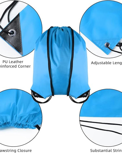 GoodtoU Drawstring Backpacks, Drawstring Bags Bulk Nylon Backpack Cinch Sack for Sport, Traveling, Team (20Pcs, Sky Blue)