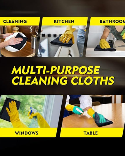 HOMEXCEL Black Microfiber Cleaning Cloth 12 Pack, 12.5 x 12.5 inch Microfiber Towels for Cars, Ultra Absorbent Car Washing Cloth, Lint Free Streak Free Cleaning Rags for Car, Kitchen, and Window