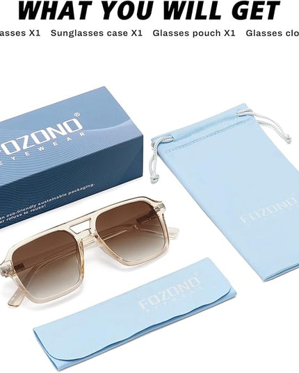Retro Aviator Sunglasses for Women Men Trendy Classic Square 70s 80s 90s Vintage Shades Double Bridge Aviators FZN813