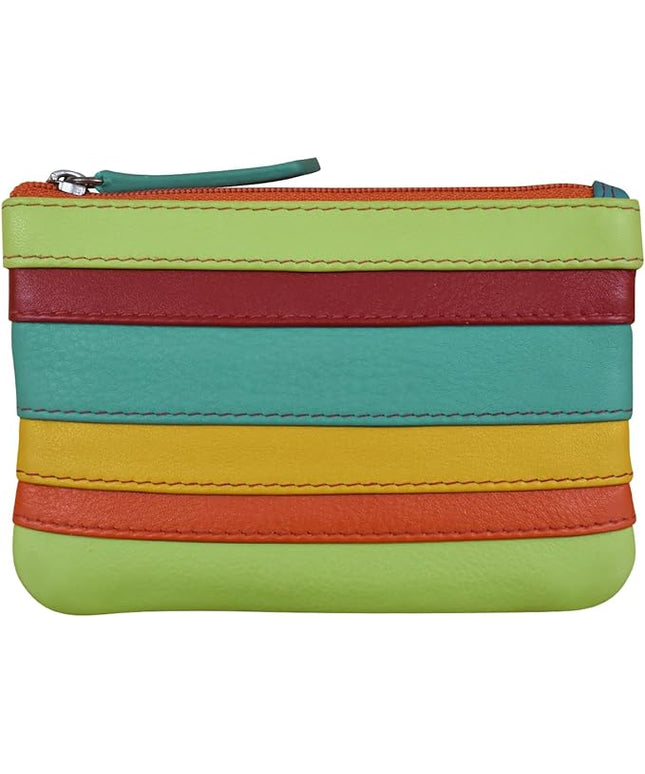 ili New York Mini Leather Coin Purse, Compact Design with Key Ring and RFID Protection for Women and Men in Vibrant Colors, Citrus