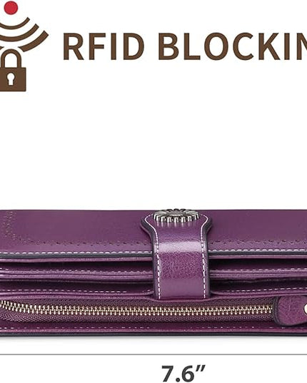 SENDEFN Wallets for Women Leather Credit Card Holder with RFID Blocking Large Capacity Wristlet | with RFID Blocking, Large Capacity, Wristlet, with RFID Blocking, Large Capacity, Wristlet