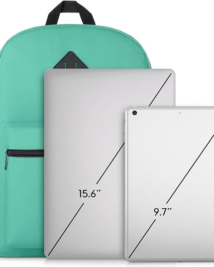 YAMTION School Backpack for Teens,Green Bookbag Classic Backpack with USB Port for High School College Students