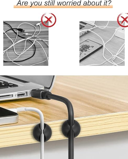 Shintop Cord Organizer, 6 Pack Black Charger Holder Cable Clips Wire Clips for Organizing Desk Nightstand Car Phone Charger