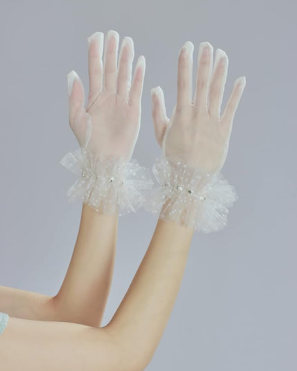 Sahabowi Satin Gloves Formal Bridal Banquet Party Wedding Opera Solid Colorful Mitten For Women