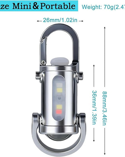 3-in-1 Keychain Flashlight, Rechargeable 500/1200 Lumens EDC Tool with Red/Blue Strobe, Emergency Recharge Your Phone , IPX7 Waterproof, Portable for Outdoor, Camping, Hiking & Survival Gear