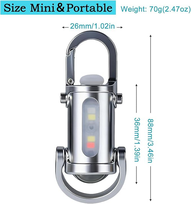 3-in-1 Keychain Flashlight, Rechargeable 500/1200 Lumens EDC Tool with Red/Blue Strobe, Emergency Recharge Your Phone , IPX7 Waterproof, Portable for Outdoor, Camping, Hiking & Survival Gear