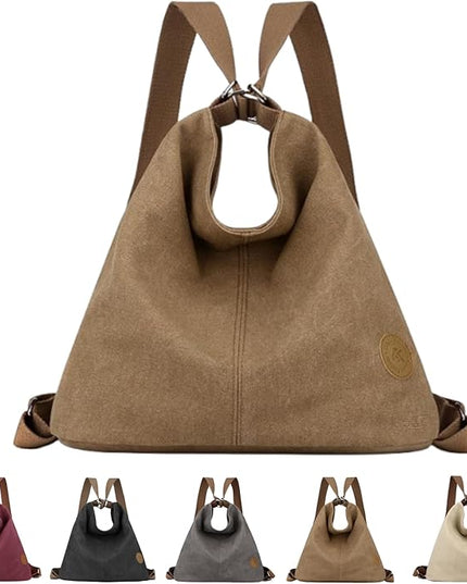 Multi Ways Convertible Canvas Shoulder Bag Tote Purse Backpack Crossbody Bags for Women Trendy Vintage Small Travel