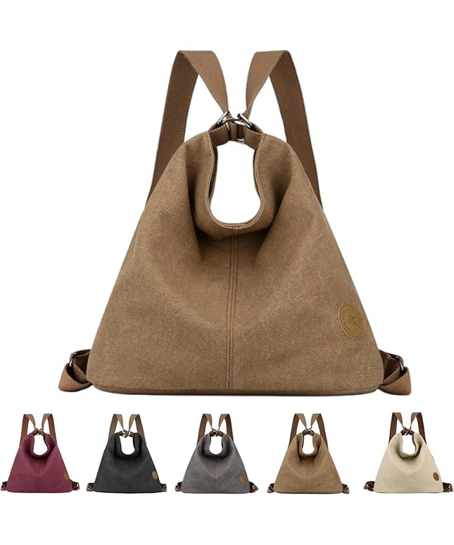 Multi Ways Convertible Canvas Shoulder Bag Tote Purse Backpack Crossbody Bags for Women Trendy Vintage Small Travel