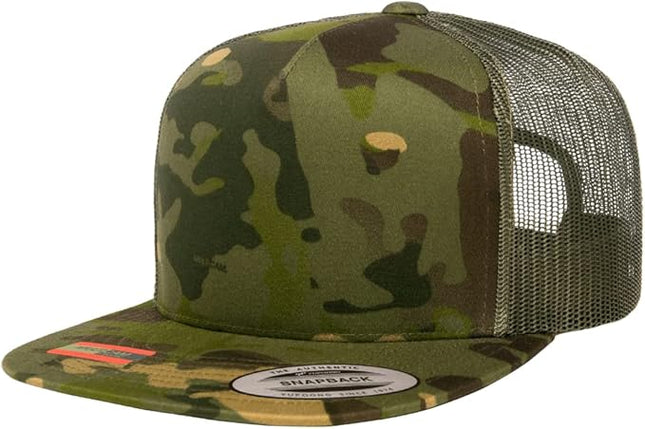 Yupoong 5-Panel YP Classic Trucker Cap | High Profile Flat Visor Snapback | OSFM | Bulk Packs Available