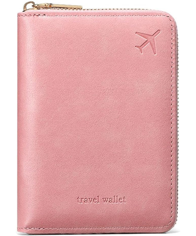 Passport Holder for Travel Women and Men RFID Passport Holder with Card Slots Holder Passport Case Passport cover Passport Wallet Travel Essentials and Accessories (Short Zipper, SZ-Pink)