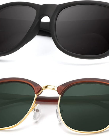 KALIYADI Polarized Sunglasses for Men and Women Semi-Rimless Frame Driving Sun glasses UV Blocking