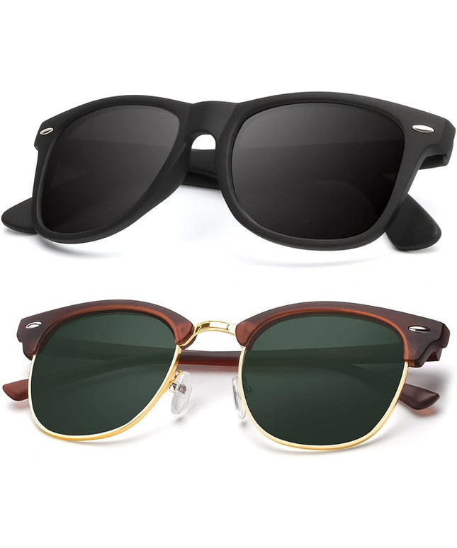 KALIYADI Polarized Sunglasses for Men and Women Semi-Rimless Frame Driving Sun glasses UV Blocking