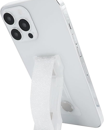 LOVEHANDLE PRO Premium Phone Grip - Silicone Phone Strap - Magnetic Phone Mount and Kickstand for Smartphone and Tablet - Crystal Clear Glitter Silicone