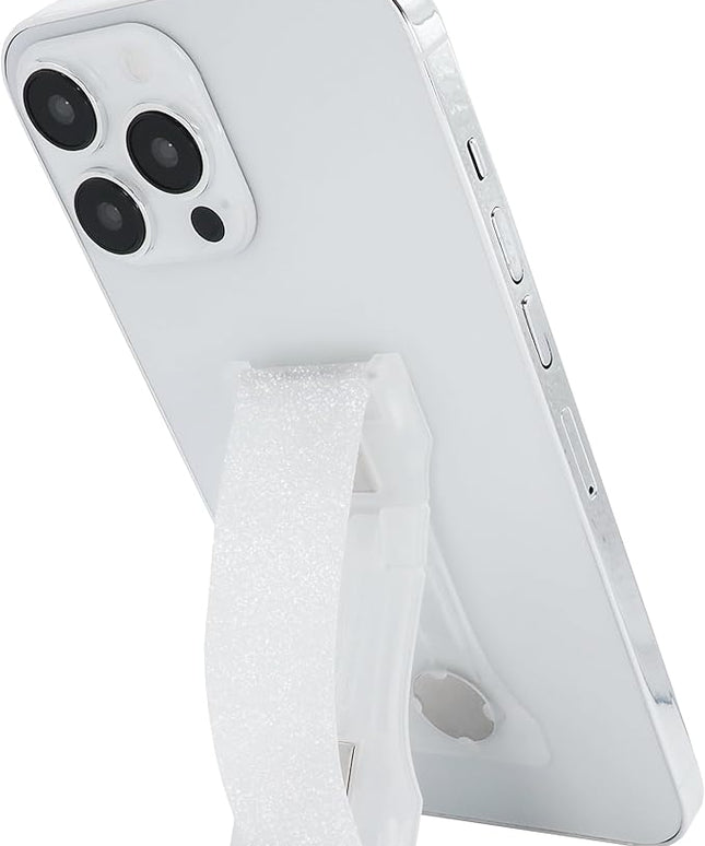 LOVEHANDLE PRO Premium Phone Grip - Silicone Phone Strap - Magnetic Phone Mount and Kickstand for Smartphone and Tablet - Crystal Clear Glitter Silicone