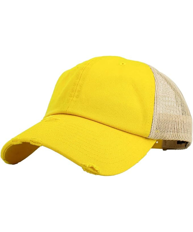 KBETHOS Vintage Washed Distressed Cotton Dad Hat Baseball Cap Adjustable Polo Trucker Unisex Style Headwear
