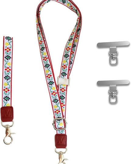 LEMEDE Wrist Keychain and Adjustable Phone Lanyard, Silver Hook Phone Crossbody Strap with 360° Rotating Phone Pads