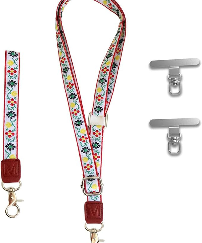 LEMEDE Wrist Keychain and Adjustable Phone Lanyard, Silver Hook Phone Crossbody Strap with 360° Rotating Phone Pads