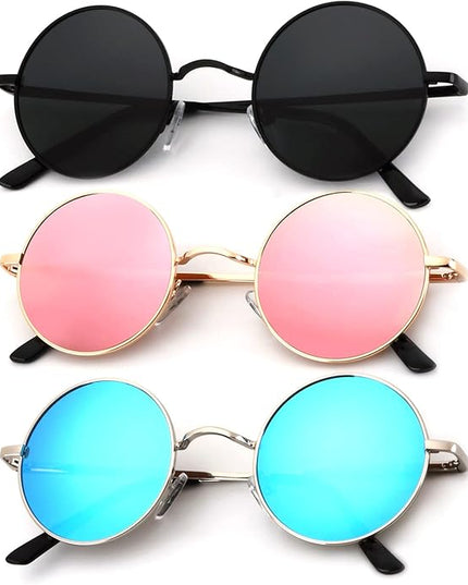 KALIYADI Round Polarized Sunglasses for Men Women Retro Metal Hippie Circle Style Sun Glasses UV Protection