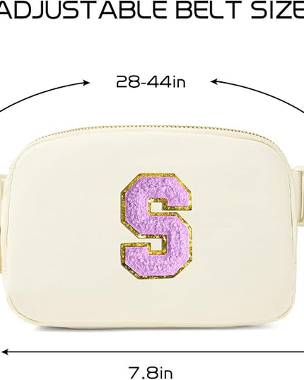 Gitus Gifts for 8 9 10 11 12 Year Old Girls Belt Bag Fanny Pack Crossbody Bags with Initial Letter Patch Cute Stuff Birthday Gifts for Teen Girls Women Personalized Trend Stuff (Ivory-S)