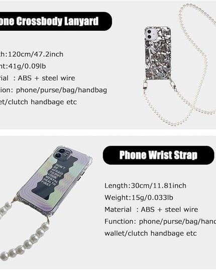 2Pcs Phone Crossbody Lanyard and Wrist Strap, Universal Cell Phone Lanyard Strap with 2Tether Tab