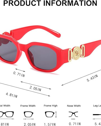 BUTABY Rectangle Sunglasses for Women Retro Driving Glasses 90’s Vintage Fashion Irregular Frame UV400 Protection